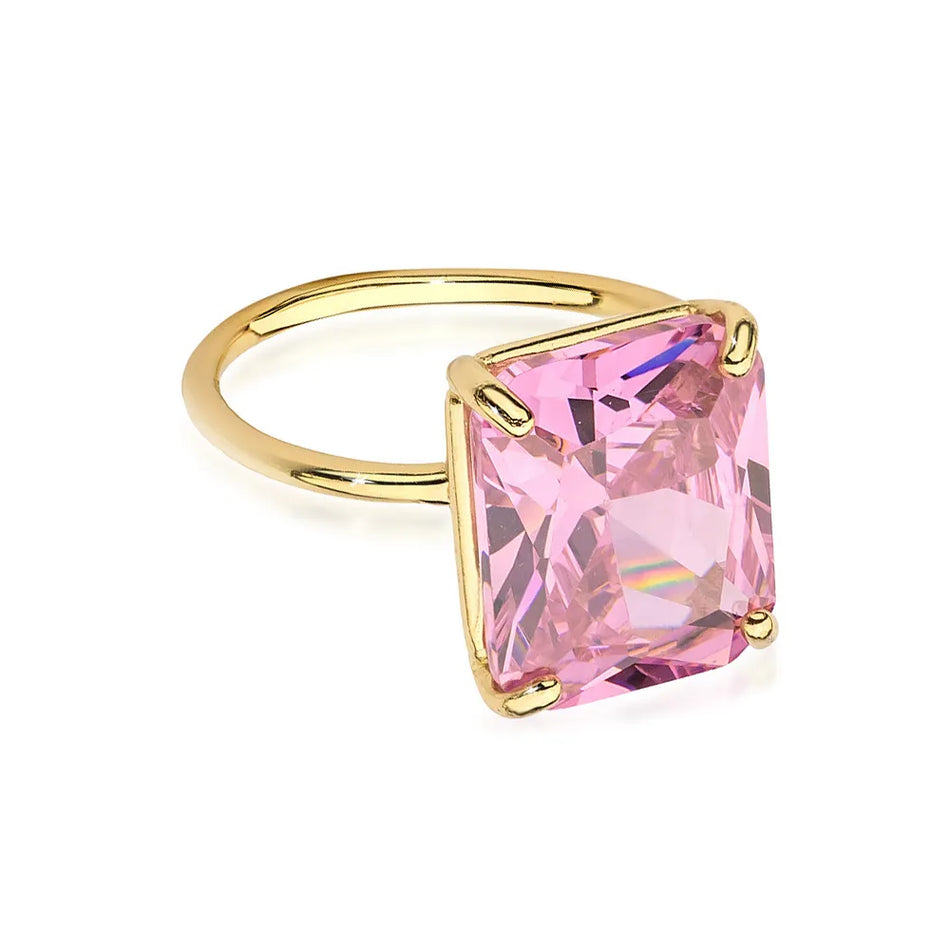 Vergoldeter Silberring mit Zirkonia