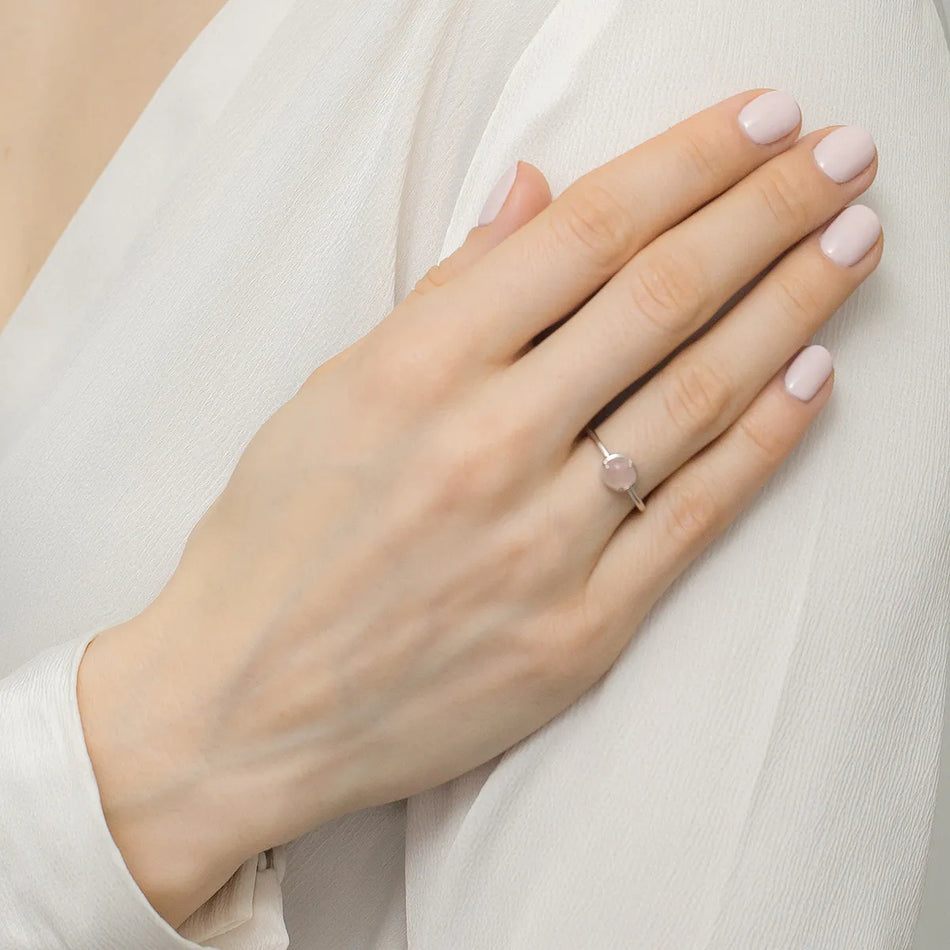 Silberring mit rosa Quarz