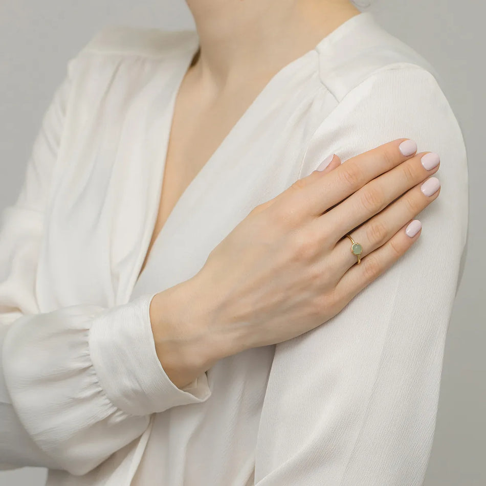 Vergoldeter Silberring mit Türkis-Aventurin