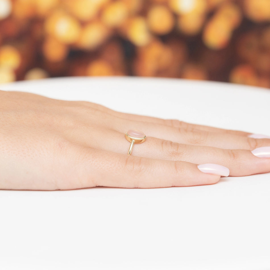 Vergoldeter Silberring mit rosa Quarz