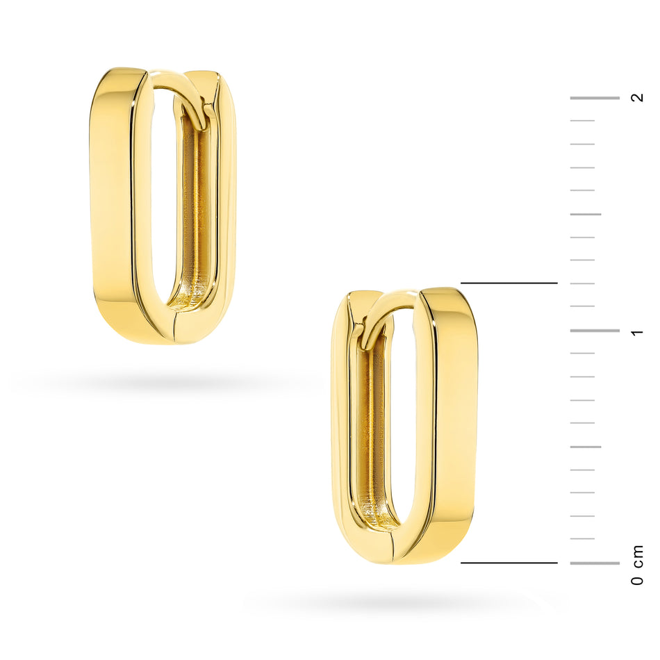Gold Earrings with English Clasp Rectangles