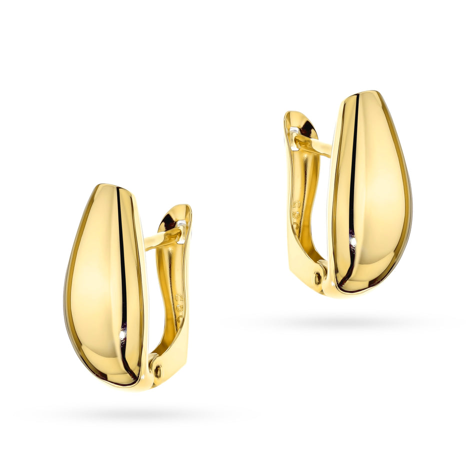 Gold Earrings with English Clasp Teardrops
