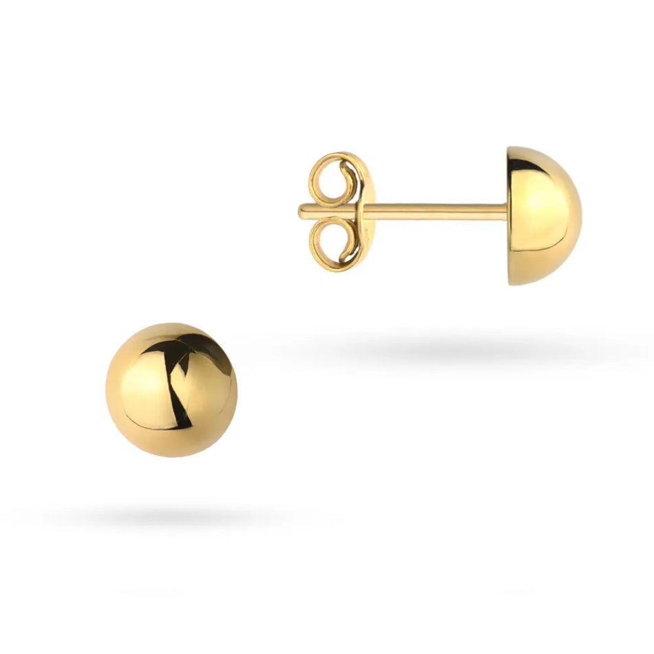 Gold Stud Earrings Half-Beads 4-7mm