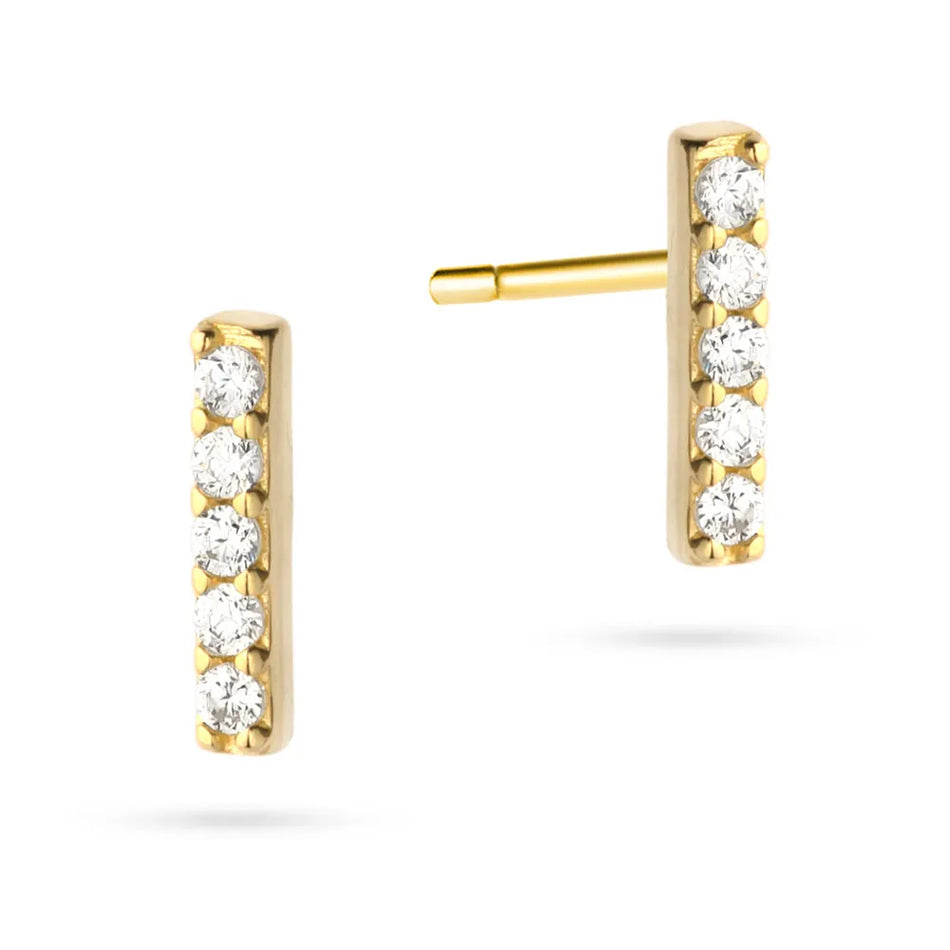 Gold Stud Earrings with Zirconia