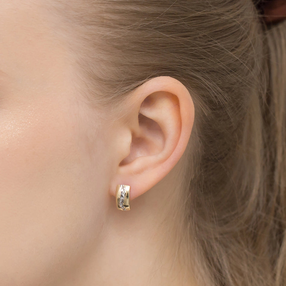 Zweifarbige Goldohrringe mit Englisch-Verschluss