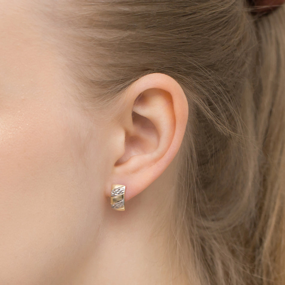 Zweifarbige Goldohrringe mit Englisch-Verschluss