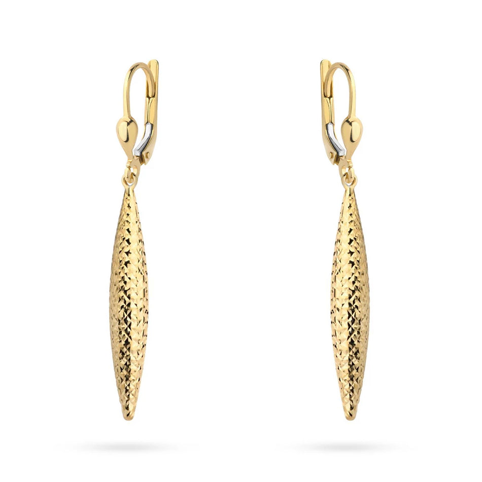 Gold Earrings with English Clasp Teardrops