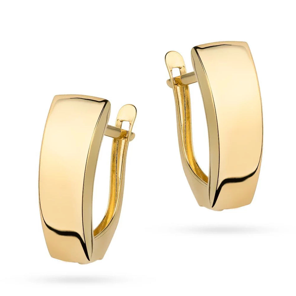 Gold Earrings with English Clasp Rectangles