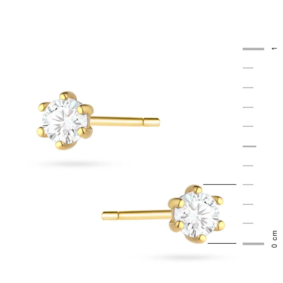 Gold Stud Earrings with Zirconia