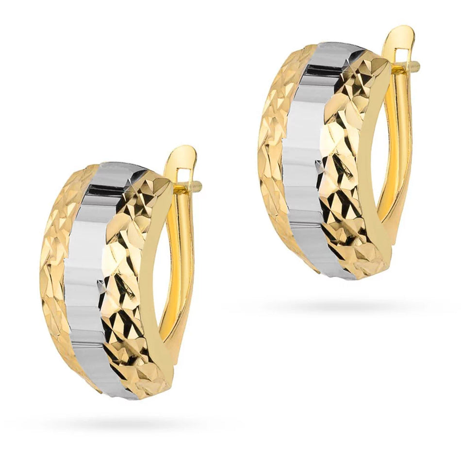 Zweifarbige Goldohrringe mit Englisch-Verschluss