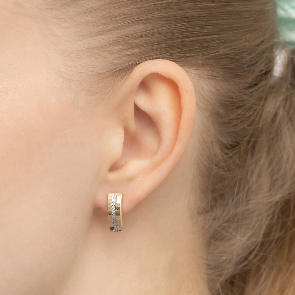 Zweifarbige Goldohrringe mit Englisch-Verschluss