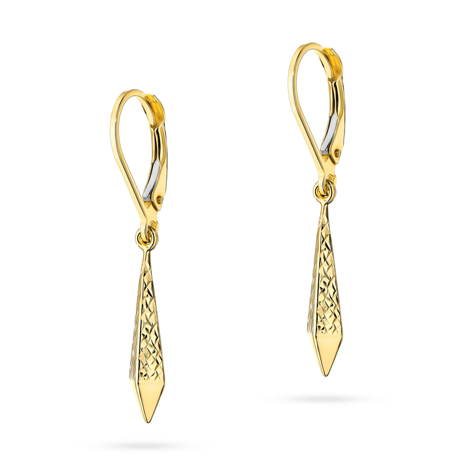 Gold Earrings with English Clasp Icicles