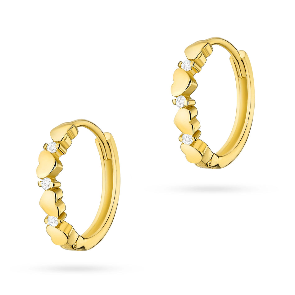 Gold Creaolen Ohrringe mit Zirkonia Herz