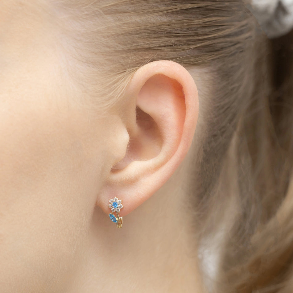 Goldohrringe mit Zirkonia Blumen