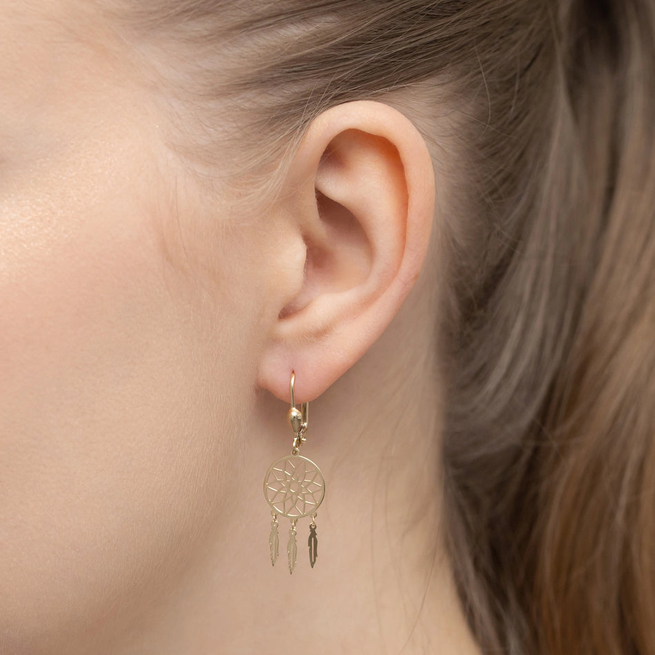 Goldohrringe mit Englisch-Verschluss Traumfänger