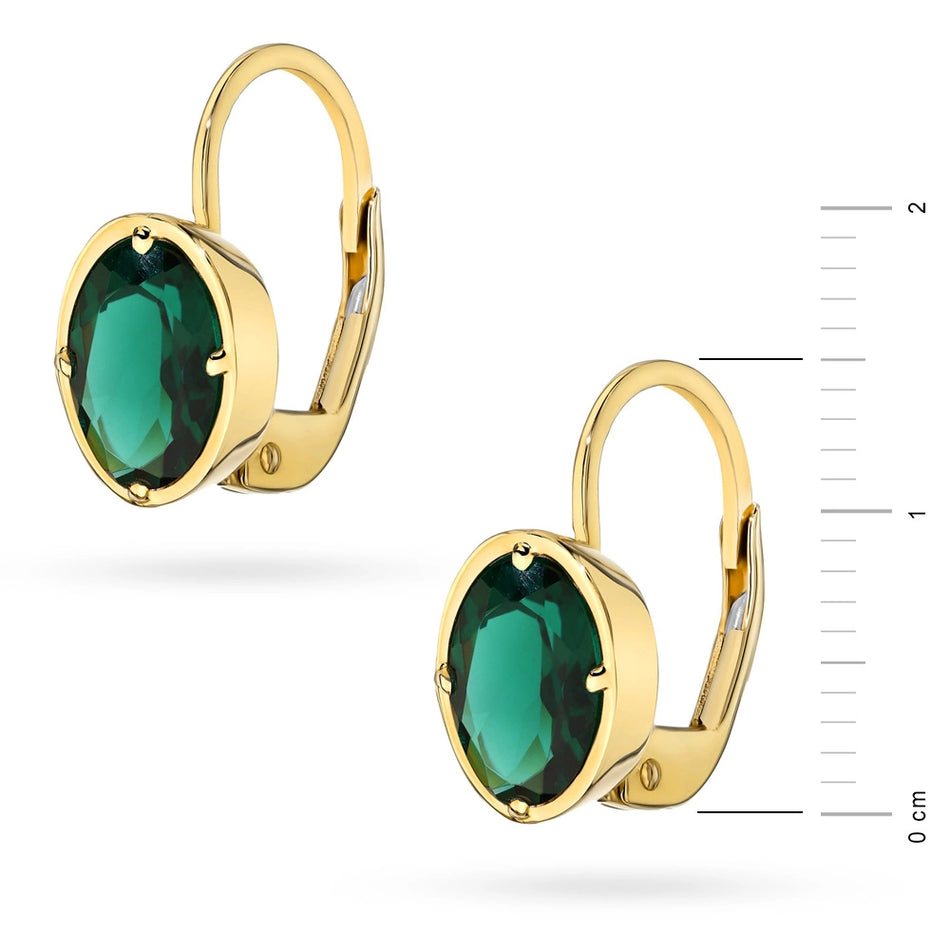 Gold Earrings with Green Quartz