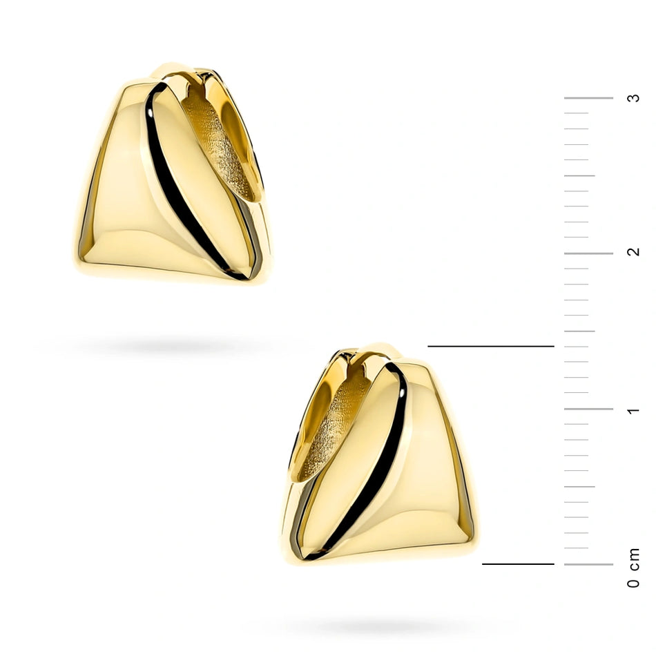 Gold Earrings with English Clasp Triangles