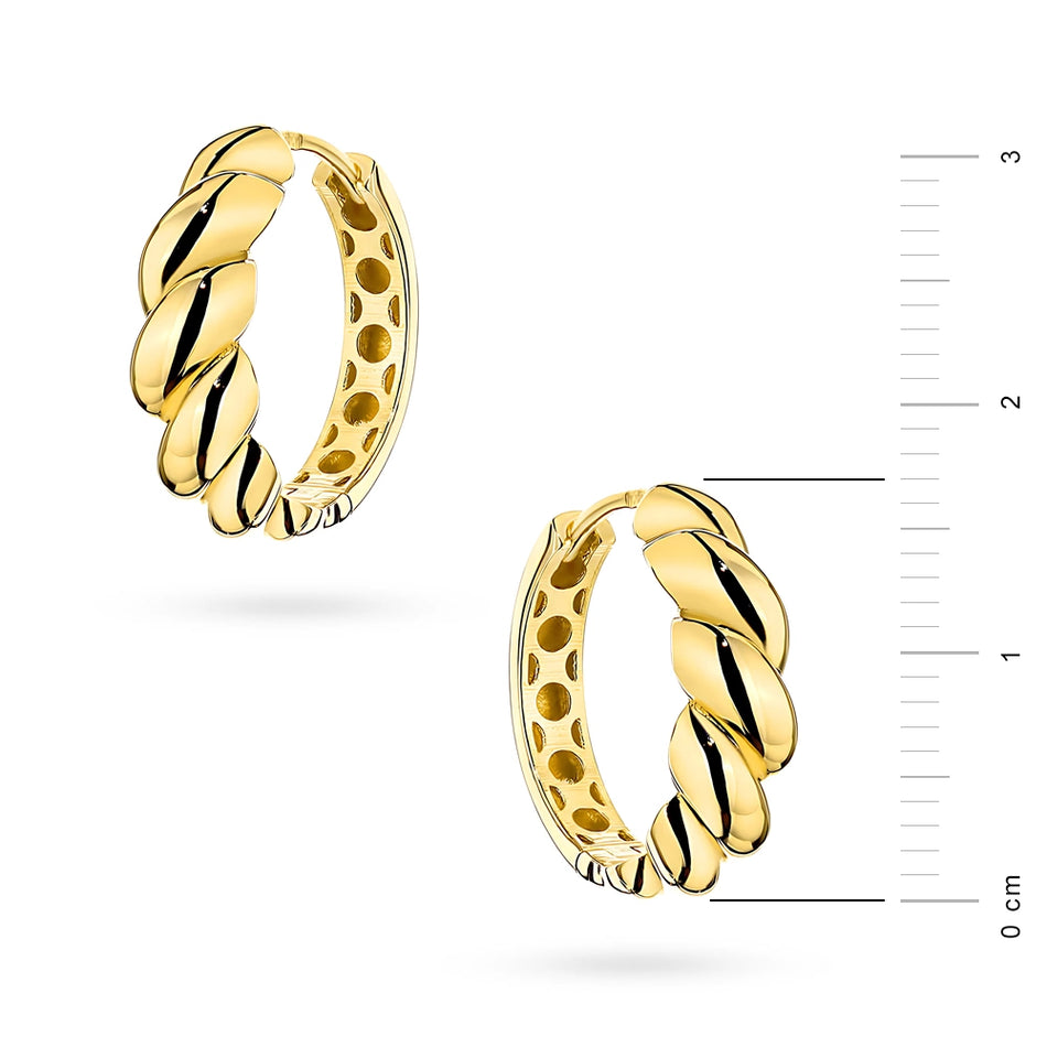Gold Earrings with English Clasp Waves