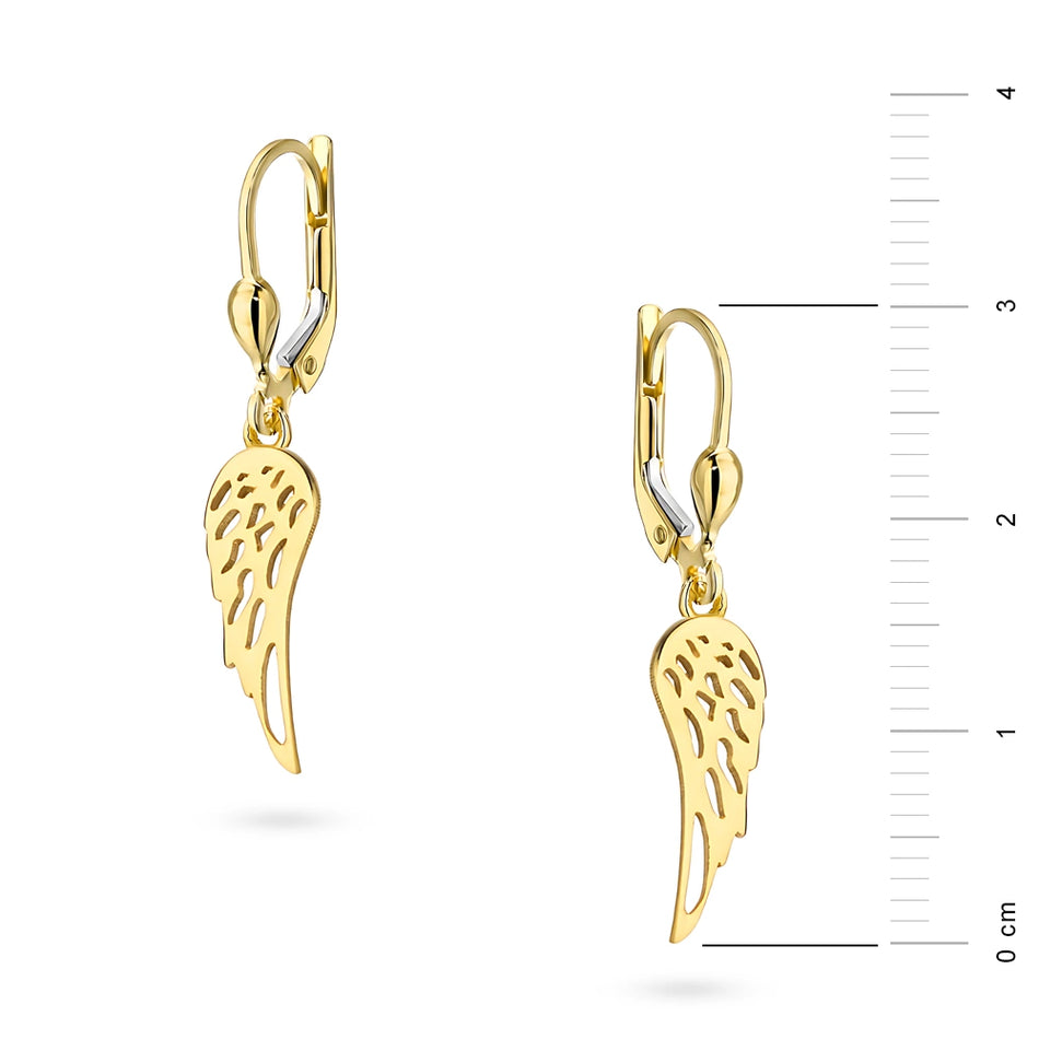 Gold Earrings with English Clasp Wings