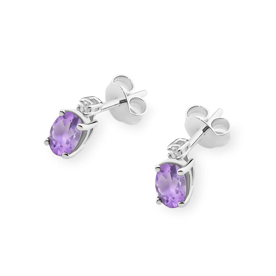 Goldohrringe mit 0,40 ct Amethyst und 0,029 ct Diamanten