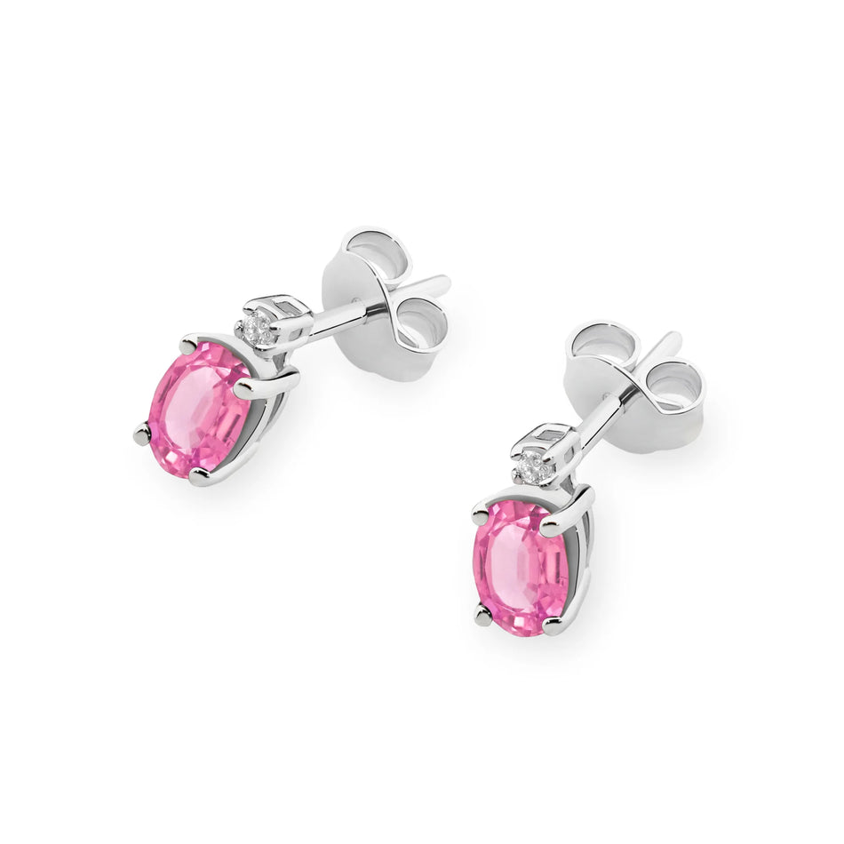 Goldohrringe mit 0,50 ct Pinktopas und 0,029 ct Diamanten