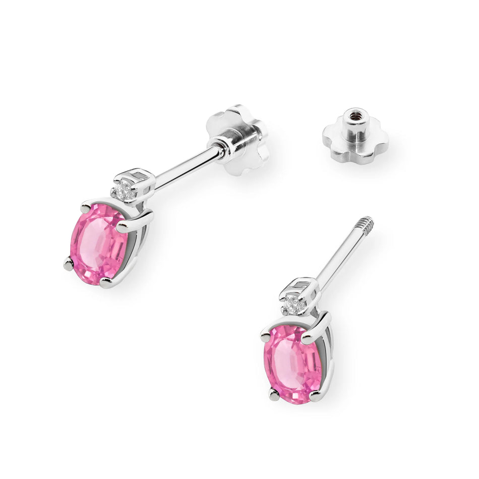 Goldohrringe mit 0,50 ct Pinktopas und 0,029 ct Diamanten