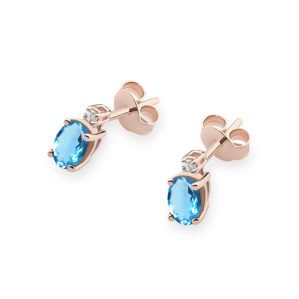 Goldohrringe mit 0,50 ct Topasen und 0,029 ct Diamanten