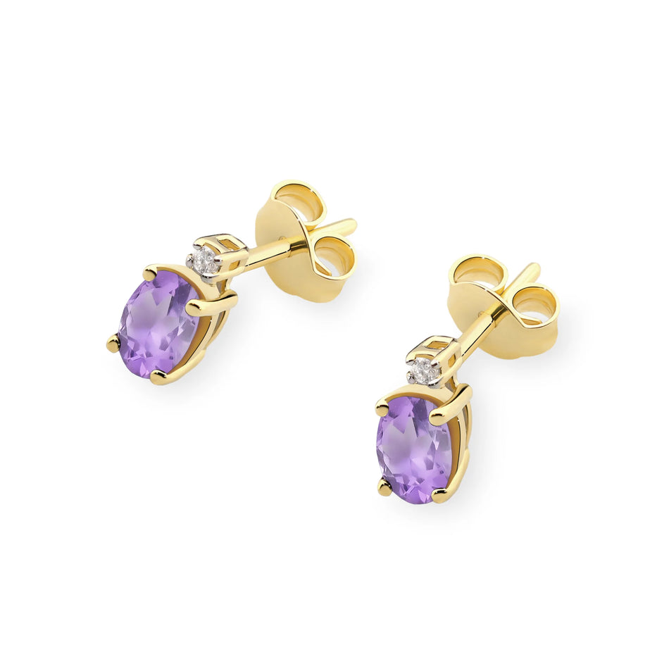 Goldohrringe mit 0,40 ct Amethyst und 0,029 ct Diamanten