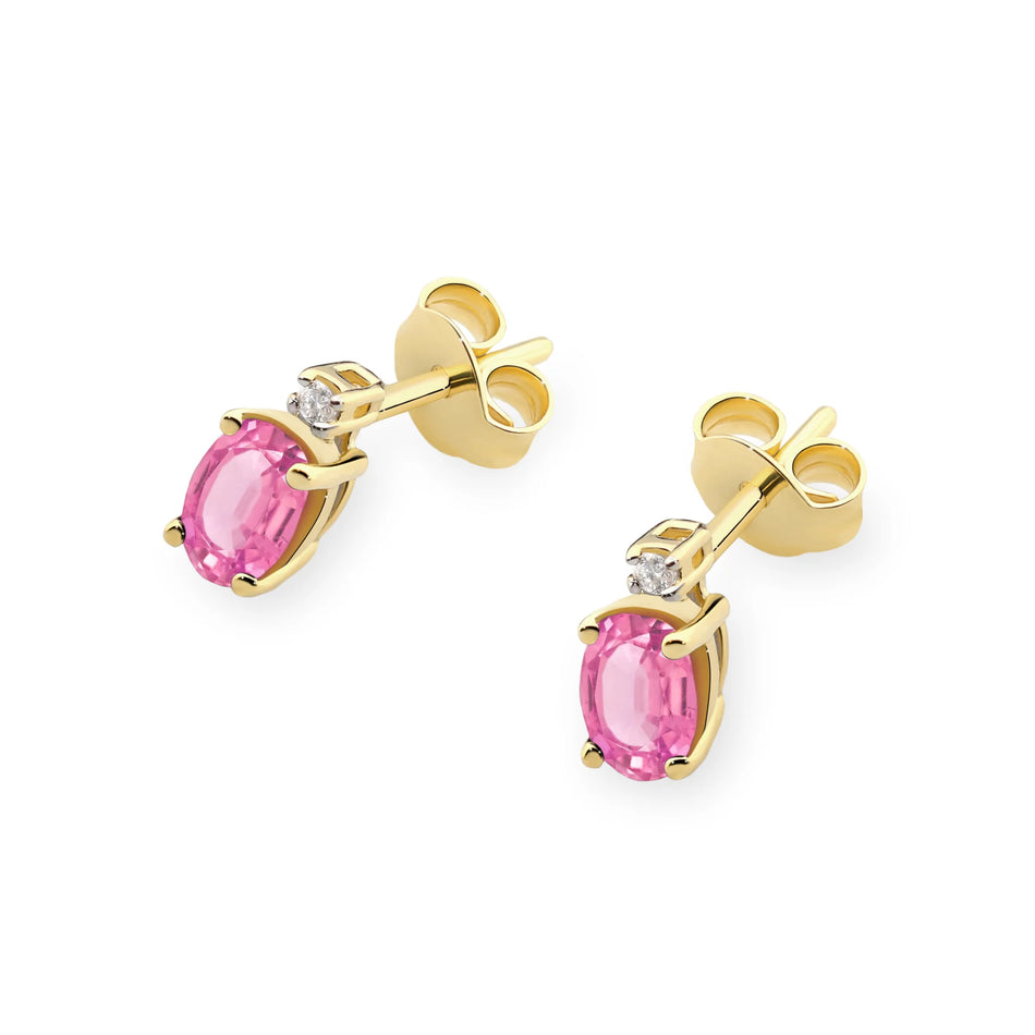 Goldohrringe mit 0,50 ct Pinktopas und 0,029 ct Diamanten