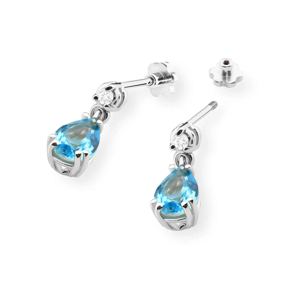 Goldohrringe mit 0,90 ct Topas und Diamanten