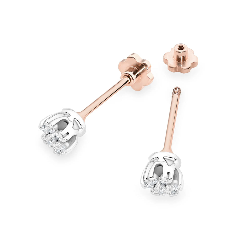 Goldohrringe mit 0,20 ct Diamantblumen