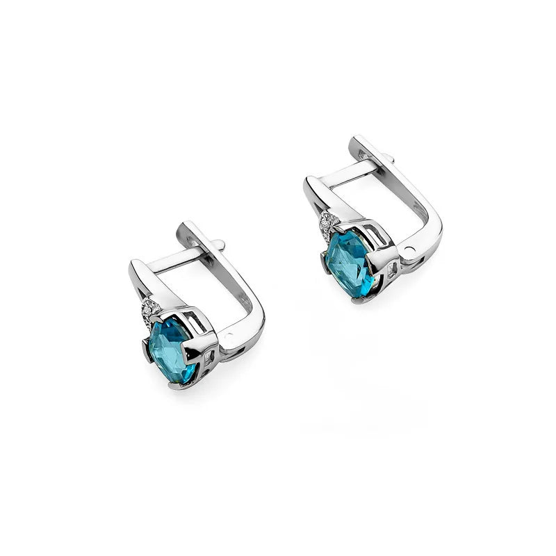 Goldohrringe mit 1,10 ct Topasen und 0,01 ct Diamanten