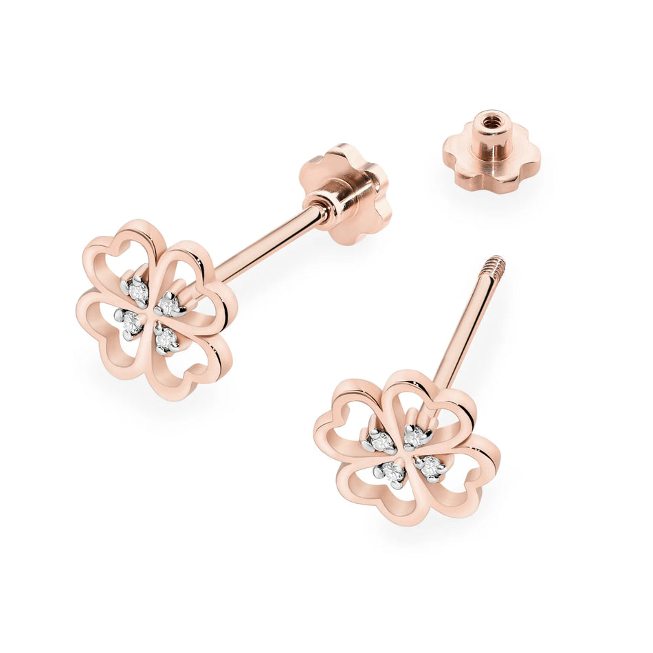 Goldohrringe mit 0,04 ct Diamanten