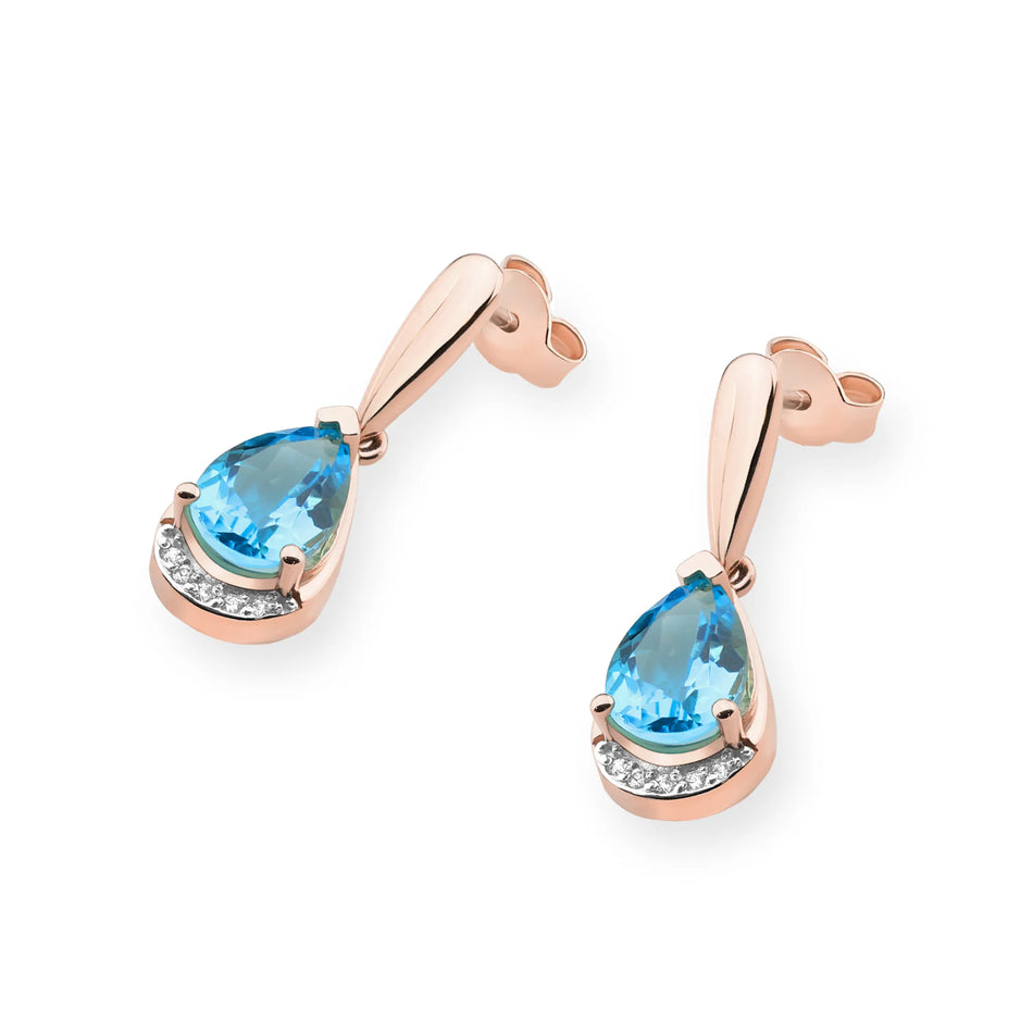 Goldohrringe mit 1,40 ct Topasen und 0,05 ct Diamanten