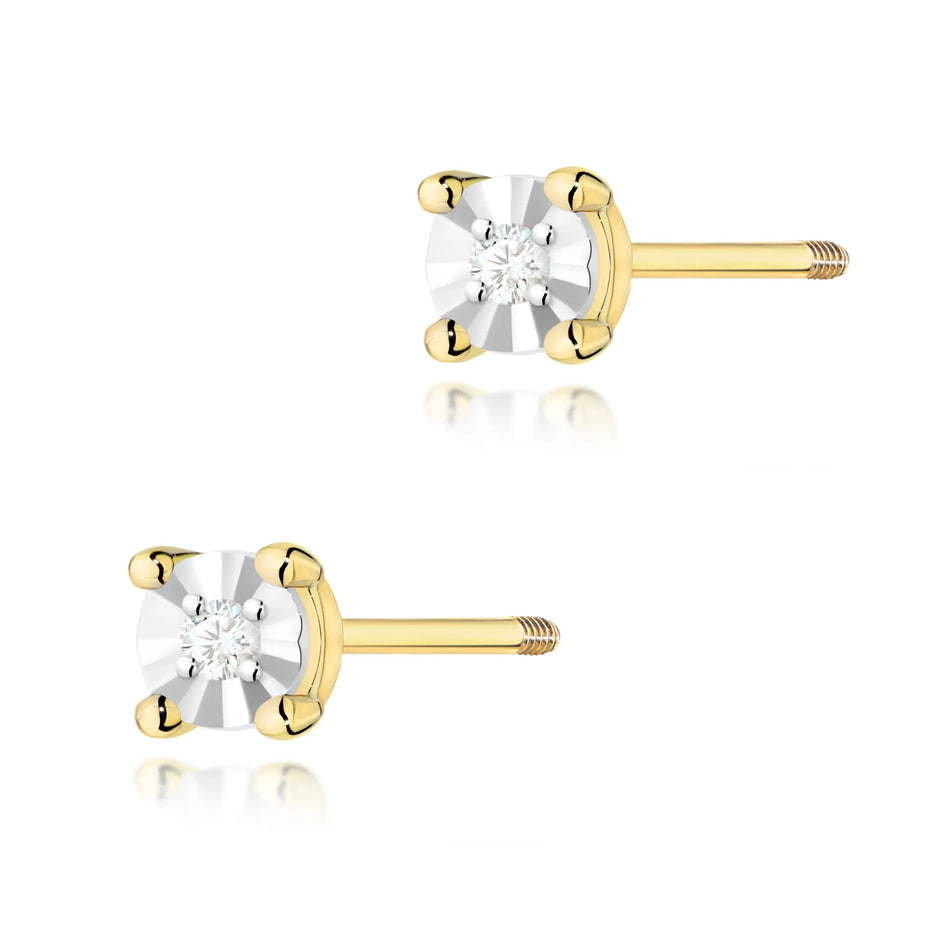 Goldohrringe mit 0,01 ct Diamanten