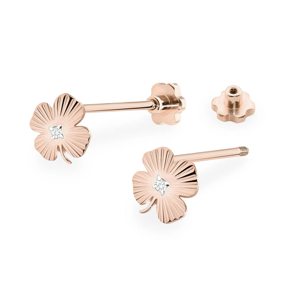 Goldohrringe mit 0,01 ct Diamanten