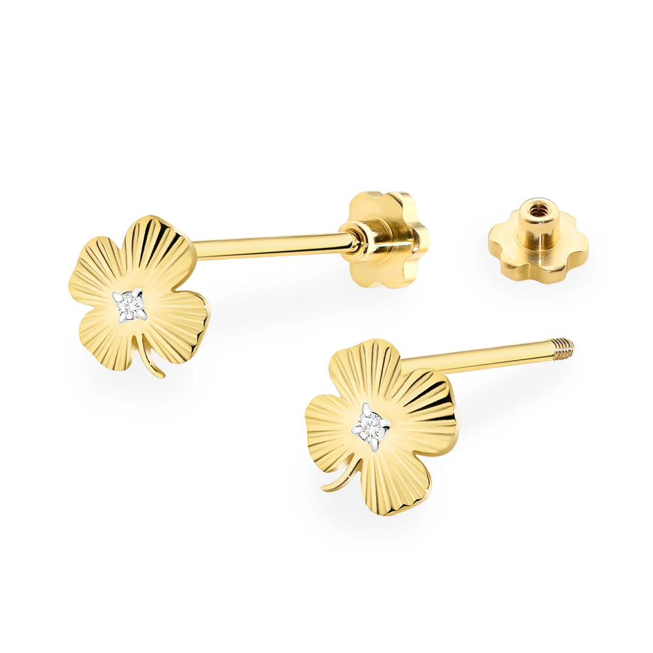 Goldohrringe mit 0,01 ct Diamanten