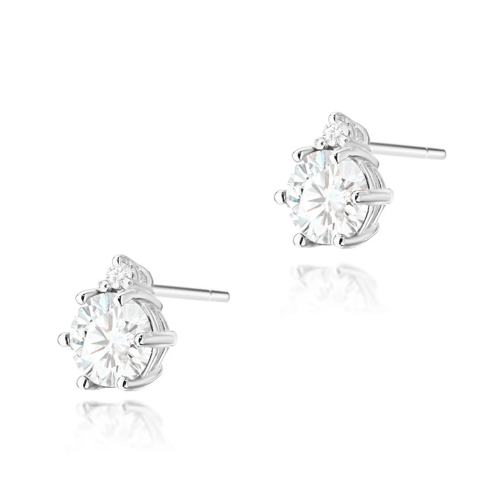 Goldohrringe mit 0,60 ct weißen Saphiren und 0,029 ct Diamanten