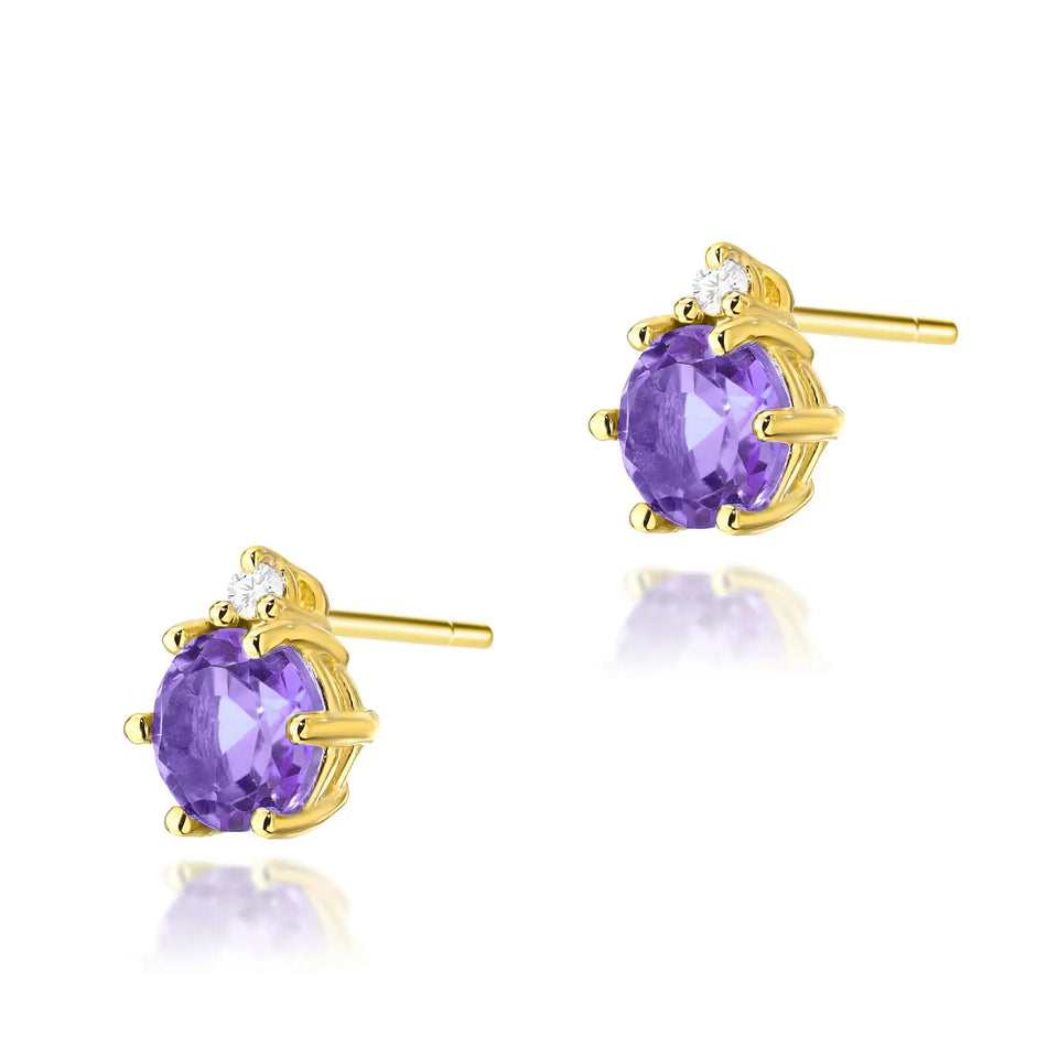Goldohrringe mit 0,50 ct Amethysten und 0,029 ct Diamanten