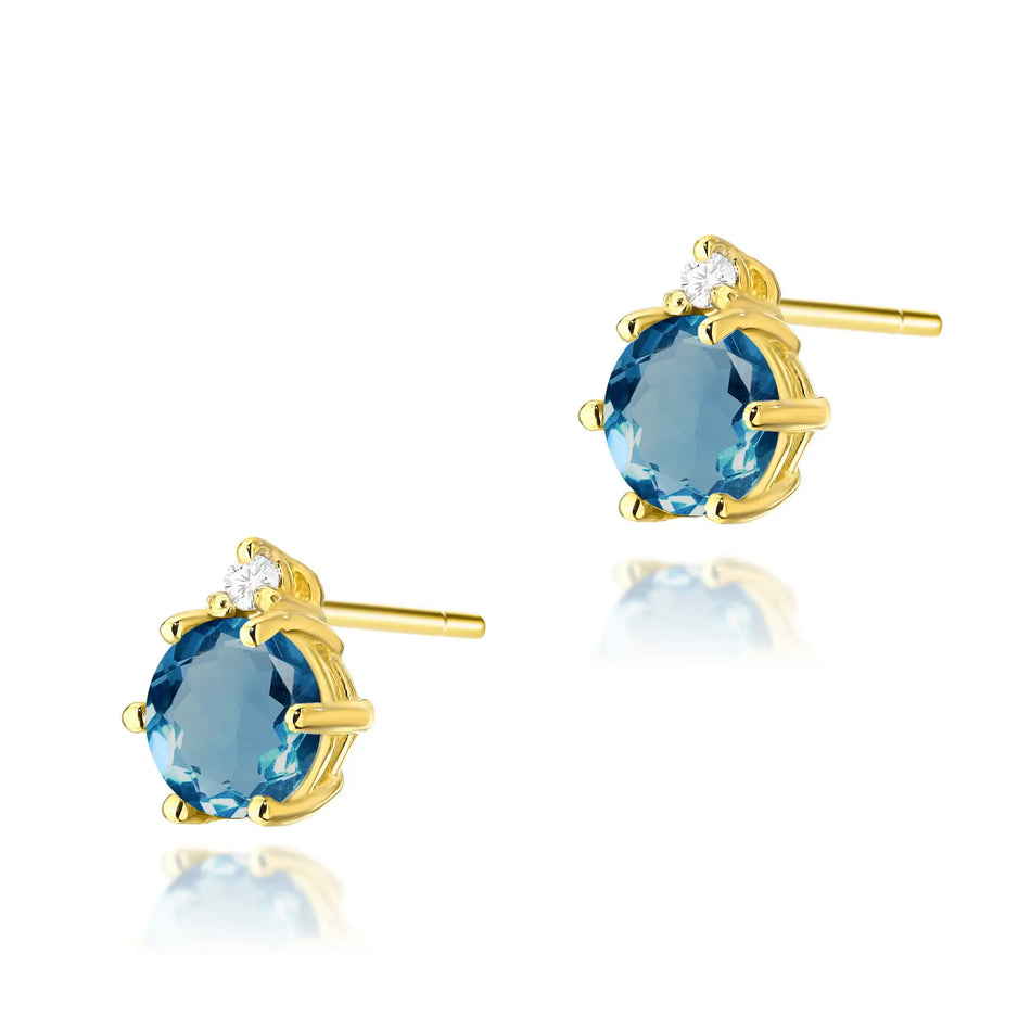 Goldohrringe mit 0,50 ct London Blue Topasen und 0,029 ct Diamanten