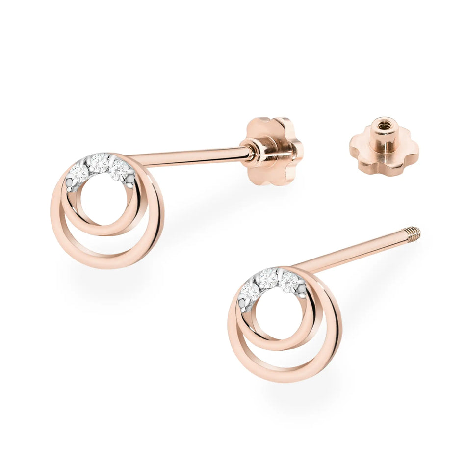 Goldohrringe mit 0,03 ct Diamanten