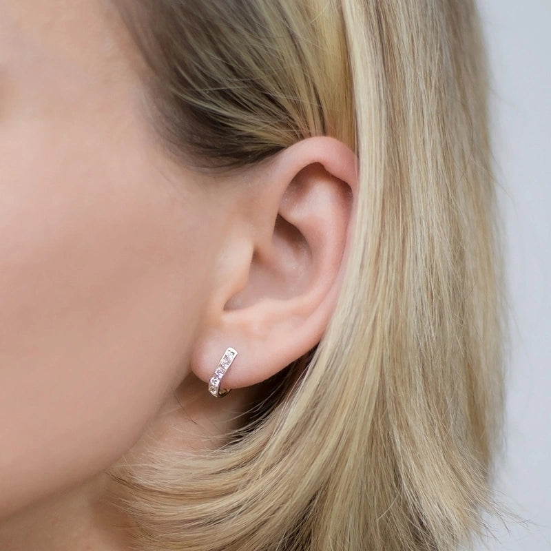 Gold Englische Verschluss Ohrringe mit Zirkonia