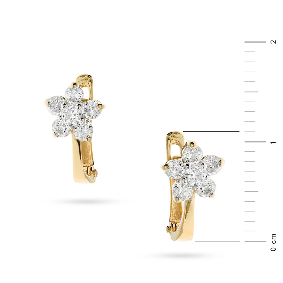 Gold English Clasp Earrings with Zirconia