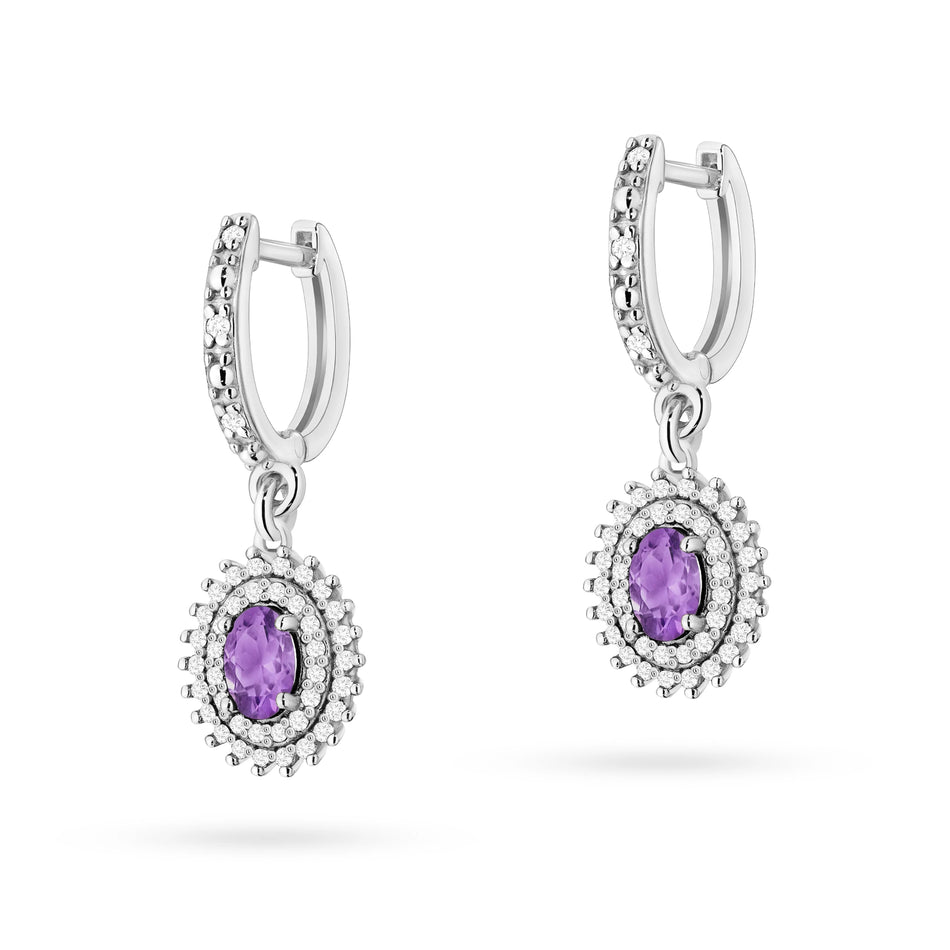Goldohrringe mit 0,40 ct Amethysten und 0,442 ct Diamanten