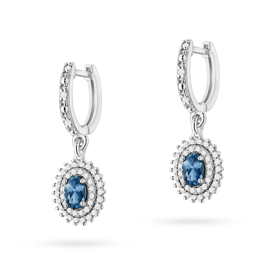 Goldohrringe mit 0,50 ct London Blue Topasen und 0,442 ct Diamanten