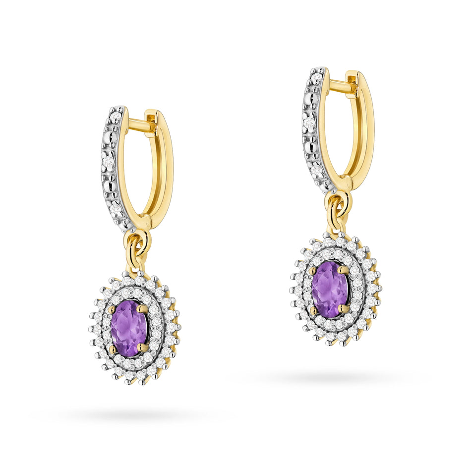 Goldohrringe mit 0,40 ct Amethysten und 0,442 ct Diamanten