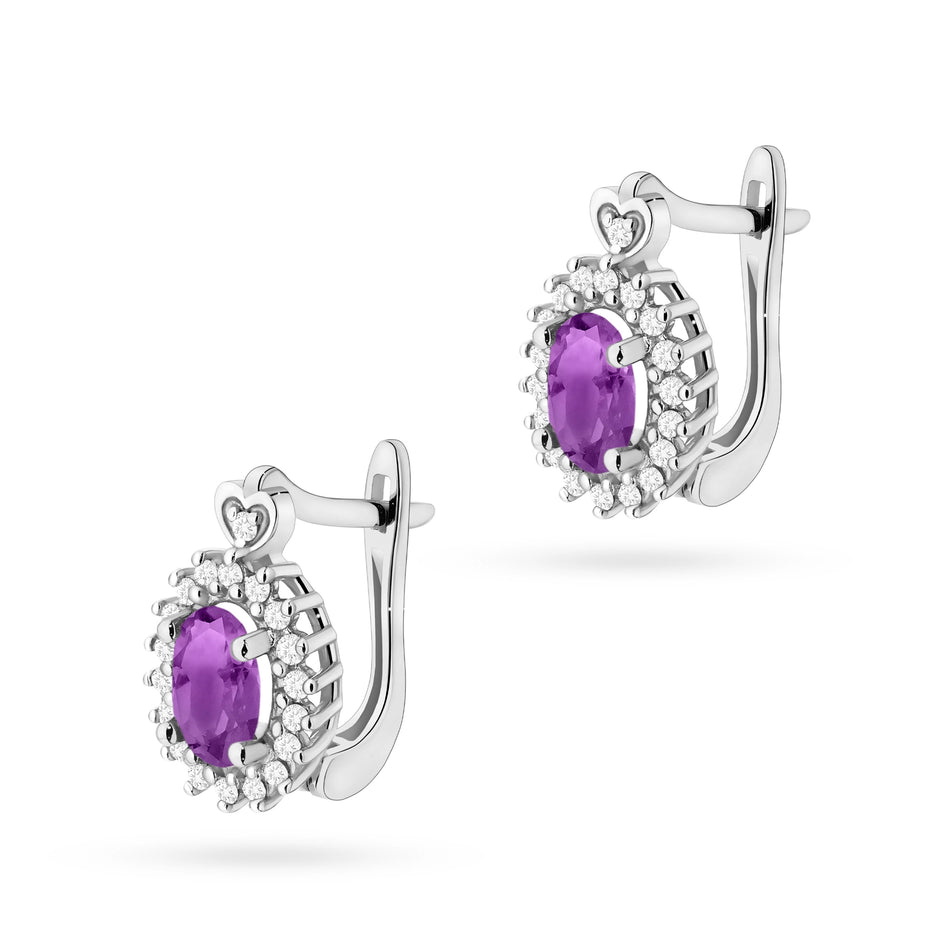 Goldohrringe mit 0,40 ct Amethysten und 0,19 ct Diamanten