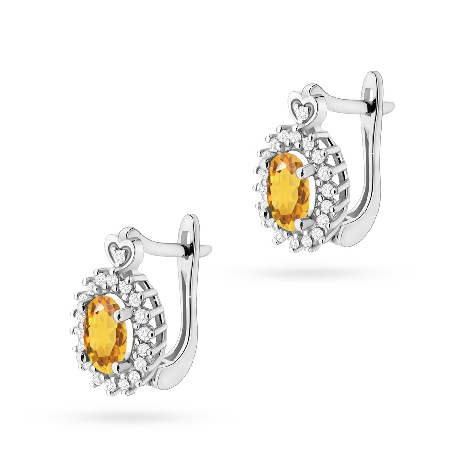 Goldohrringe mit 0,60 ct Citrinen und 0,19 ct Diamanten