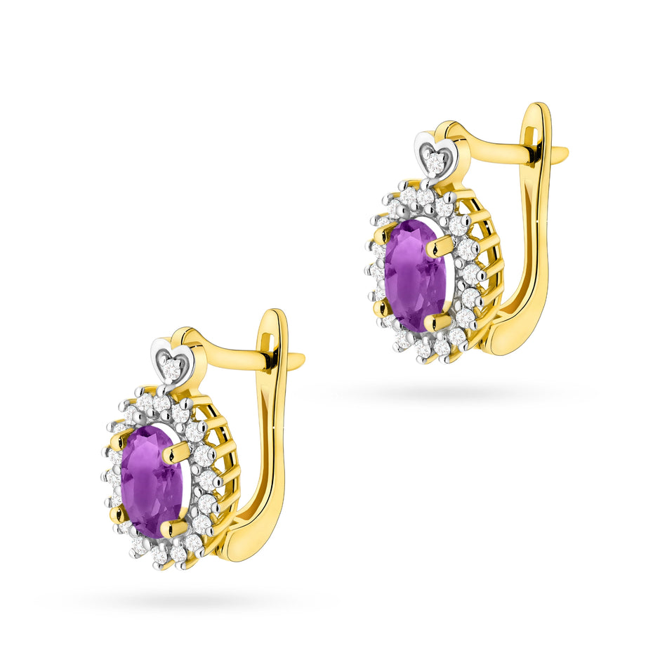 Goldohrringe mit 0,40 ct Amethysten und 0,19 ct Diamanten