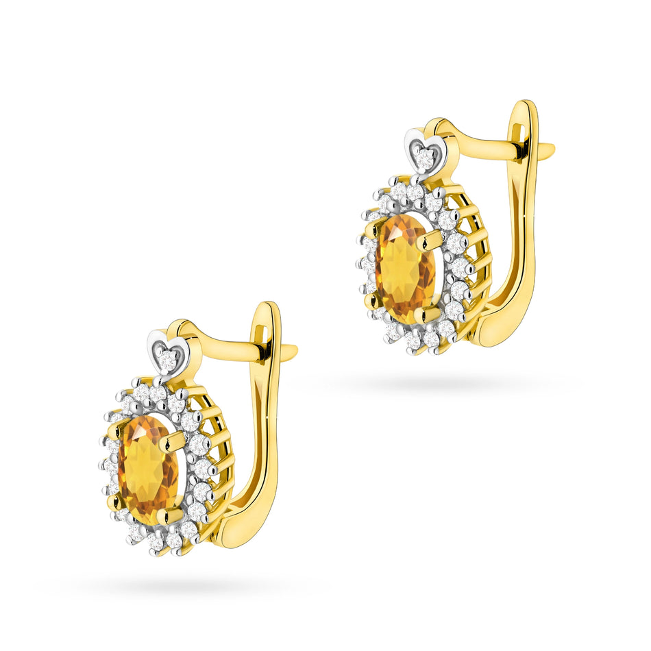 Goldohrringe mit 0,60 ct Citrinen und 0,19 ct Diamanten